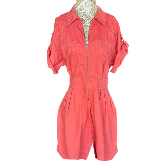Free People Pants - Holding Horses Coral Anthropologie Free People Utility Romper JLO Beach Size 14